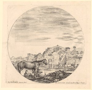 Ruhender Hirte mit Pferden bei den Diokletiansthermen von Stefano della Bella