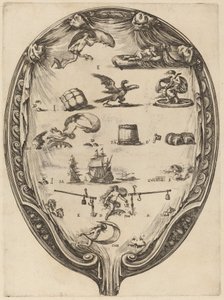 Schirm, der das italienische Rebus des Glücks darstellt von Stefano della Bella
