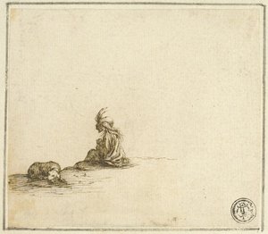 Sitzende Zigeunermutter und Kind, mit Hund von Stefano della Bella