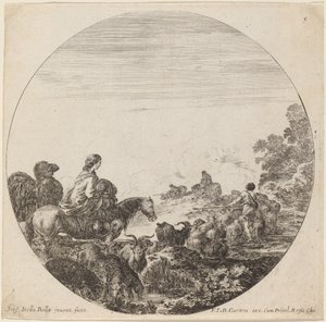 Hirten und Herde mit Frau und Kamel von Stefano della Bella