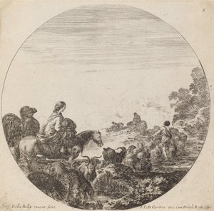Hirten und Herde mit Frau und Kamel, 1646 von Stefano della Bella