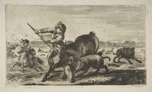 Hirsch in der Enge, aus Tierjagden Chasses à différents animaux, ca. 1654 von Stefano della Bella