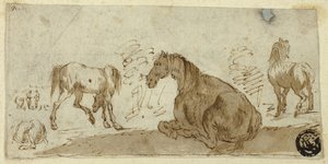 Studien von Pferden in einer Landschaft