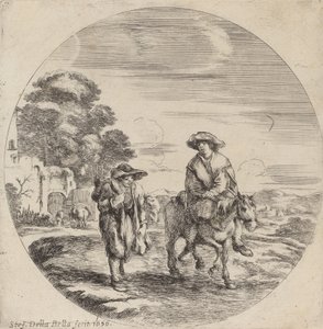 Zwei Bauern reisen in einer Landschaft, 1656 von Stefano della Bella
