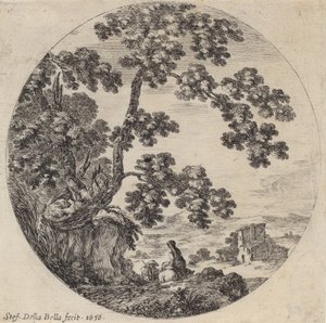 Zwei Reisende an einer alten Eiche vorbeigehend, 1656 von Stefano della Bella