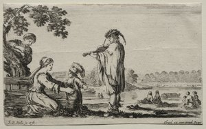 Verschiedene Figuren und Landschaften: Ein Geigenspieler von Stefano della Bella