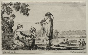 Verschiedene Figuren und Landschaften: Ein Geigenspieler, 1649 von Stefano della Bella