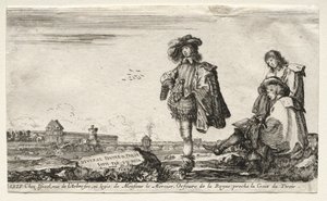 Verschiedene Figuren und Landschaften: Titelseite - Drei Figuren von Stefano della Bella