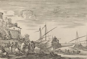 Ansicht mehrerer Häuser am Hafen, wahrscheinlich ca. 1654-1655