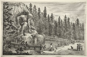 Ansichten der Villa von Pratolino: Kolossale Statue der Apenninen von Stefano della Bella