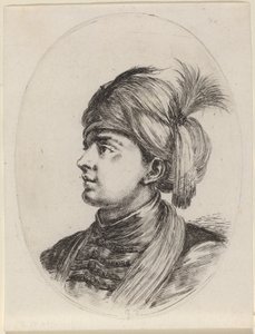 Junger Mohr mit Federnturban, nach links gewandt von Stefano della Bella