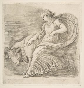 Junge Frau versucht, einen Stier zu stoppen, ca. 1660