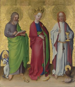 Heilige Matthäus, Katharina von Alexandria und Johannes der Evangelist, ca. 1450 von Stephan Lochner