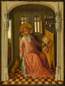 St. Hieronymus in seinem Studierzimmer, ca. 1440 von Stephan Lochner