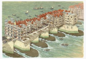 Alte London Bridge (zentraler Teil), ca. 1580-1600 von Stephen Conlin