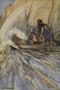 Trage uns schnell, Boot von Mananan, in den Garten der Hesperiden, Illustration aus 
