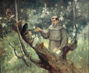 Heiliger Franziskus predigt den Vögeln, Illustration aus 