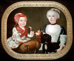 Porträt von zwei jungen Mädchen (Öl auf Leinwand) von Stephen Slaughter
