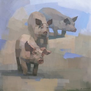 Drei neugierige Schweine von Steve Mitchell
