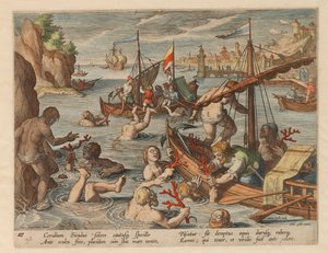 Korallenfischen. Aus der Serie Venationes Ferarum, Avium, Piscium, 1578 von Stradanus