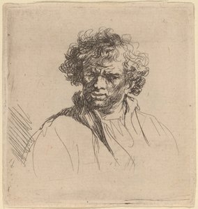 Lockenkopf mit schiefem Mund von Studio of Rembrandt van Rijn