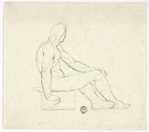 Sitzender männlicher Akt von Style of Jacques Louis David