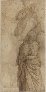 Reiter und stehender drapierter Mann, nach dem Antiken (verso) von Style of Pietro Perugino