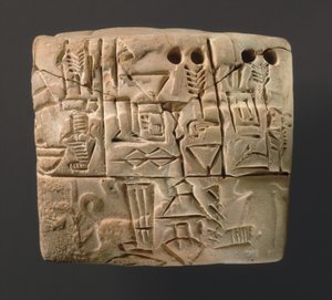 Keilschrifttafel mit Gerstenverteilung, ca. 3000 v. Chr. von Sumerian
