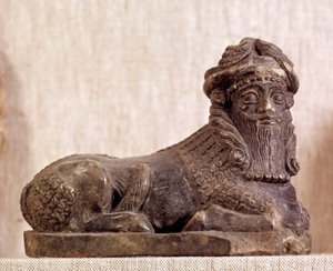 Östliche Antike: Stier Pie androcephale. Bronze- und Silberstatuette. Sumerische Periode. Aus Sumer. Paris, Louvre Museum von Sumerian Sumerian