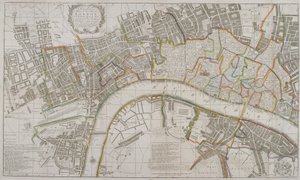 Karte von Westminster, der City of London, Southwark und Umgebung, 1739