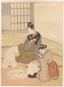 Abendschnee auf dem Heizkörper von Suzuki Harunobu