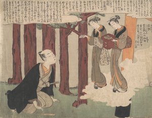 Erstes Blatt des Shunga, Die erfreulichen Liebesabenteuer von Maneyemon