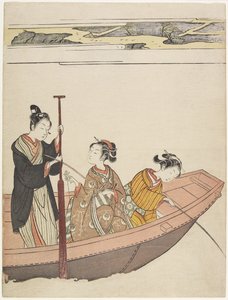 Angeln in der Nähe des Mimeguri-Schreins am Sumida-Fluss, ca. 1767
