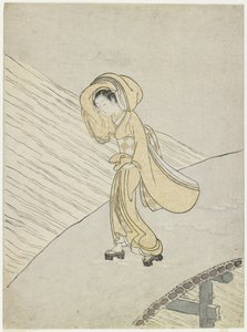 Mitate des Gedichts von Fujiwara no Teika über die Überquerung des Sano, 1765 von Suzuki Harunobu