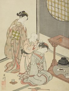 Nachtregen am Teestand von Suzuki Harunobu
