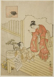 Ono no Komachi wäscht das Buch von Suzuki Harunobu
