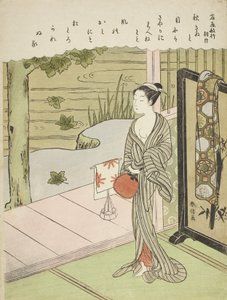 Gedicht von Fujiwara no Toshiyuki, aus einer unbetitelten Serie von Sechsunddreißig Unsterblichen Dichtern, ca. 1767-68