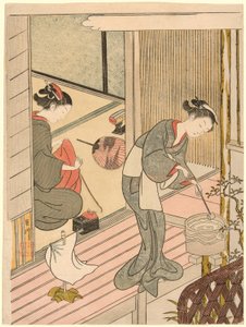 Rückkehrende Segel des Handtuchhalters (Tenugui-kake no kihan), aus der Serie "Acht Ansichten des Salons (Zashiki hakkei)"