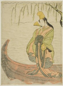 Shirabyoshi-Tänzerin stehend im Asazuma-Boot von Suzuki Harunobu