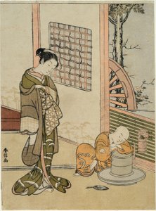 Der schlafende Teejunge (Parodie auf Hokaso) von Suzuki Harunobu