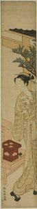 Die Kellnerin Osen vom Kagiya-Teesalon mit einem Fächer von Suzuki Harunobu