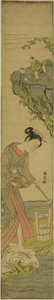 Zwei Weise, die eine Schönheit beim Tuchstampfen betrachten (Parodie auf Kume Sennin) von Suzuki Harunobu