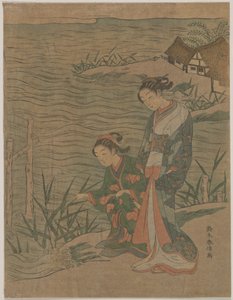 Zwei junge Damen am Ufer von Suzuki Harunobu