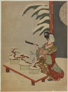 Visuelle Parodie des Noh-Spiels Hachi no ki