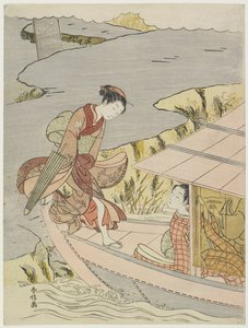 Frau, die ein Boot besteigt, ca. 1767