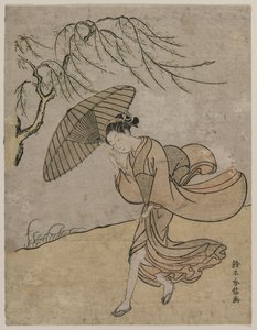 Frau läuft an einer Weide im Wind vorbei, 1766 oder 1767