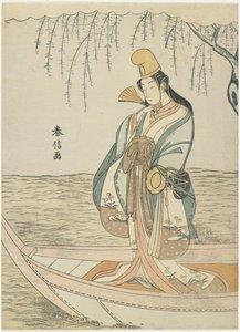 Frau in einem Asazuma-Boot in der Gestalt von Shirabyoshi, ca. 1767 von Suzuki Harunobu