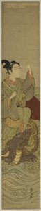 Junger Mann reitet auf einer Riesenschildkröte (Parodie auf Urashima Taro) von Suzuki Harunobu