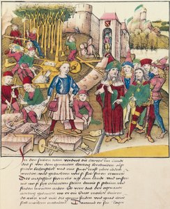Gründung der Stadt Bern im Jahr 1191, Miniatur aus der Spiezer Bilderchronik, Schweiz