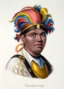 Tayadaneega: Häuptling einer der Pazifikinseln, aus Ethnologische Studie verschiedener Rassentypen von verschiedenen Kontinenten, von C.I. Brodtmann, 1824 von Swiss School